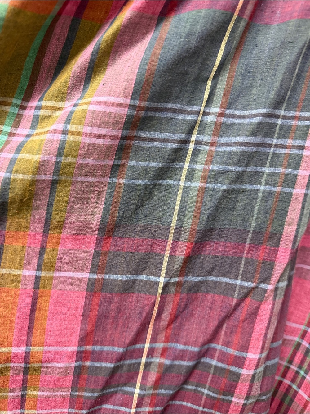 Ralph Lauren Vintage 90s 100% Cotton plaid Midi Wrap Skirt Pink, Green and Blue - Picture 4 of 7
